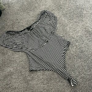 Black & White One Piece, Off Shoulder